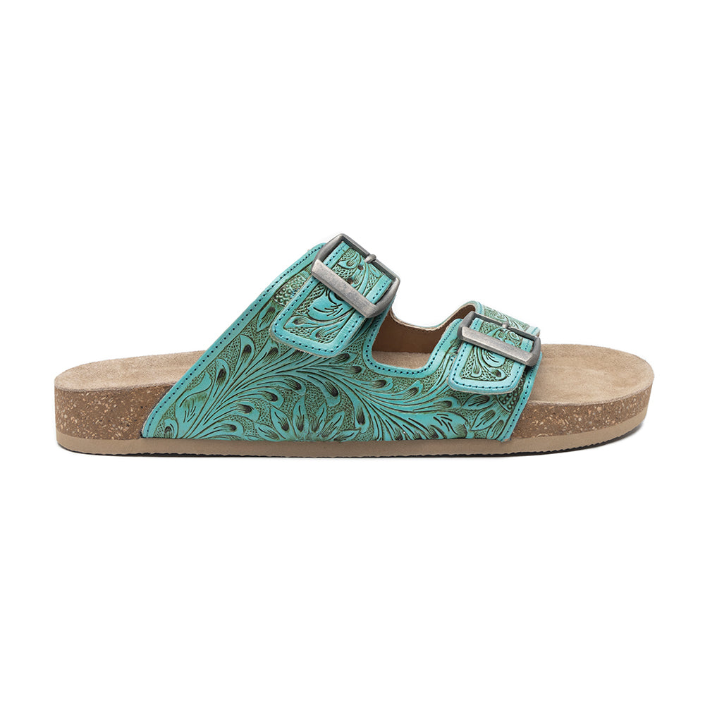 Verdent Ranges Hand-tooled Sandals - Myra USA