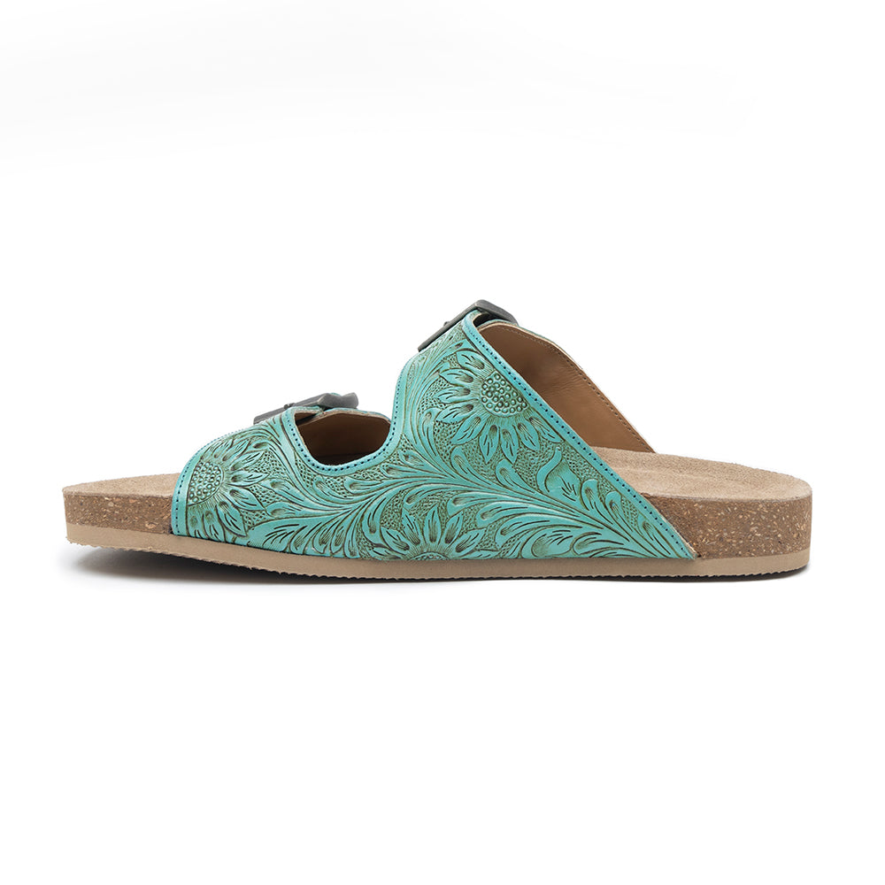Verdent Ranges Hand-tooled Sandals - Myra USA
