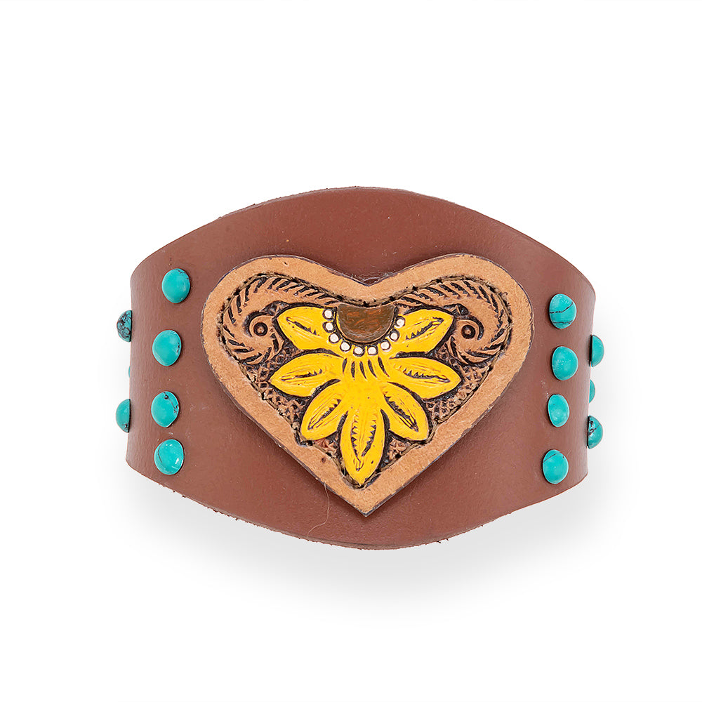 Evening's Bloom Leather Cuff Bracelet - Myra USA