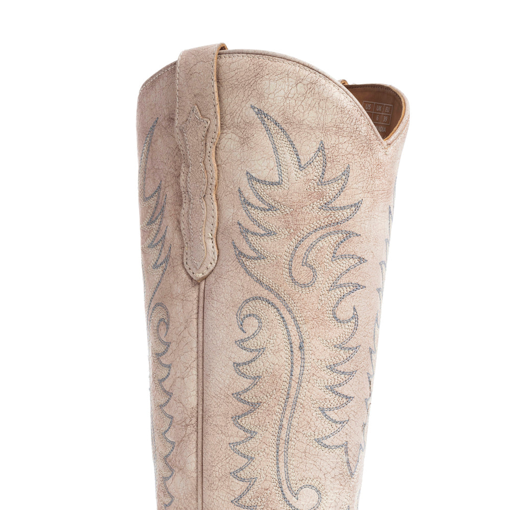 Syllvia Prairie Leather Boots in Ivory - Myra USA