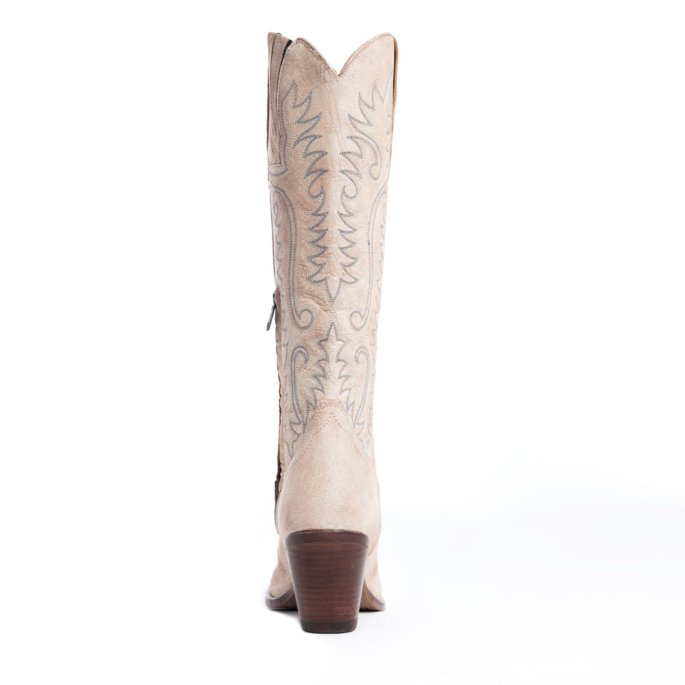 Syllvia Prairie Leather Boots in Ivory - Myra USA