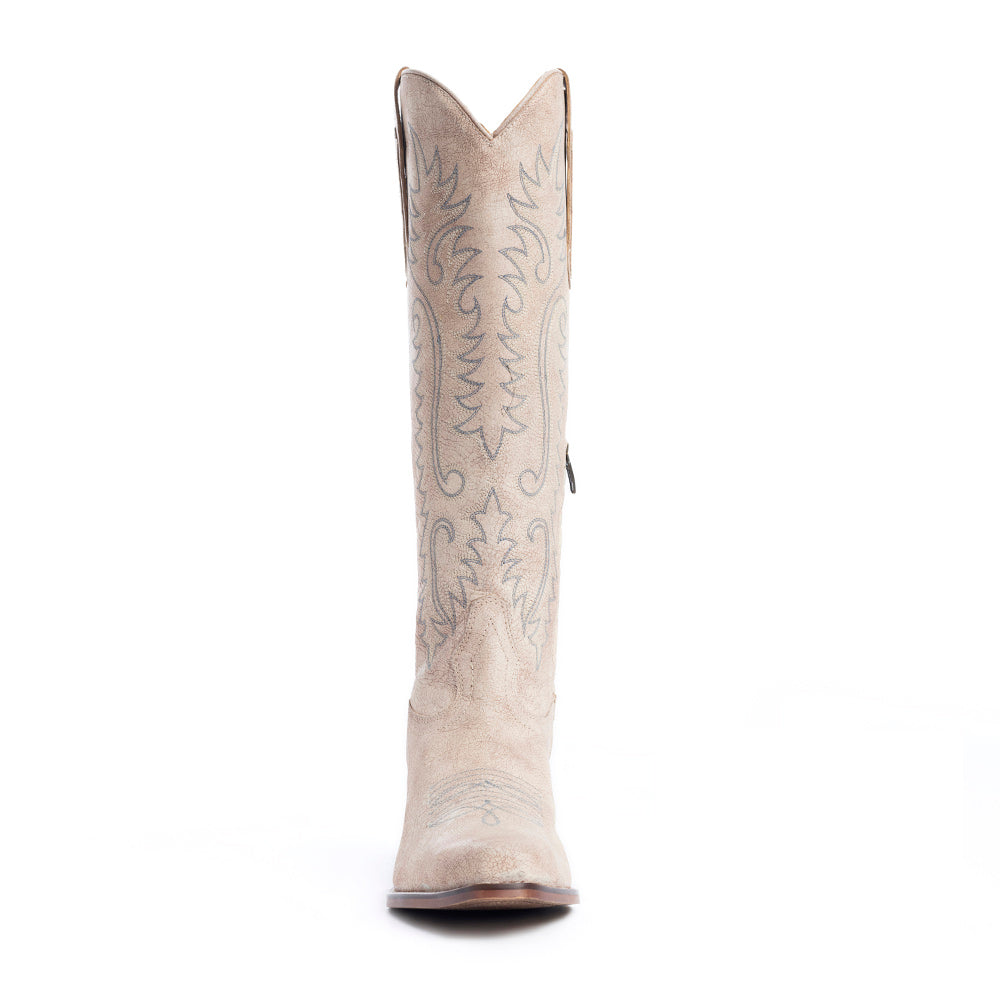 Syllvia Prairie Leather Boots in Ivory - Myra USA