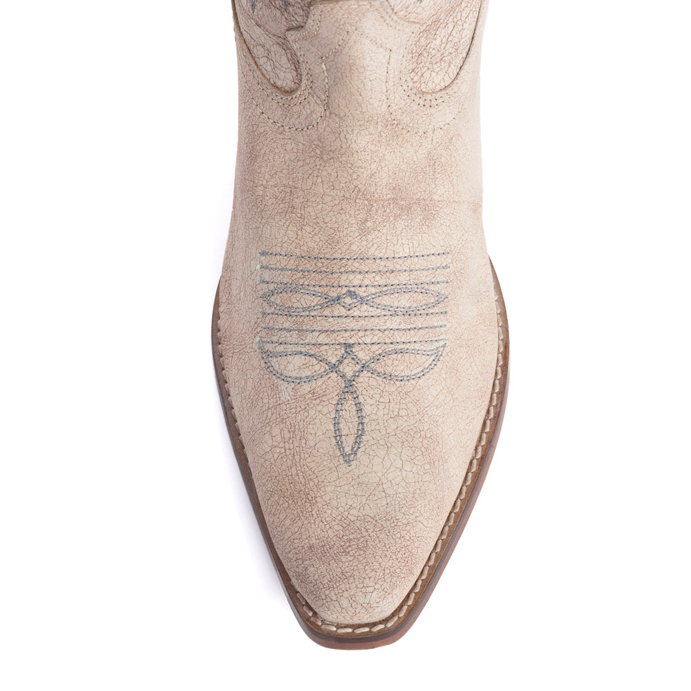 Syllvia Prairie Leather Boots in Ivory - Myra USA