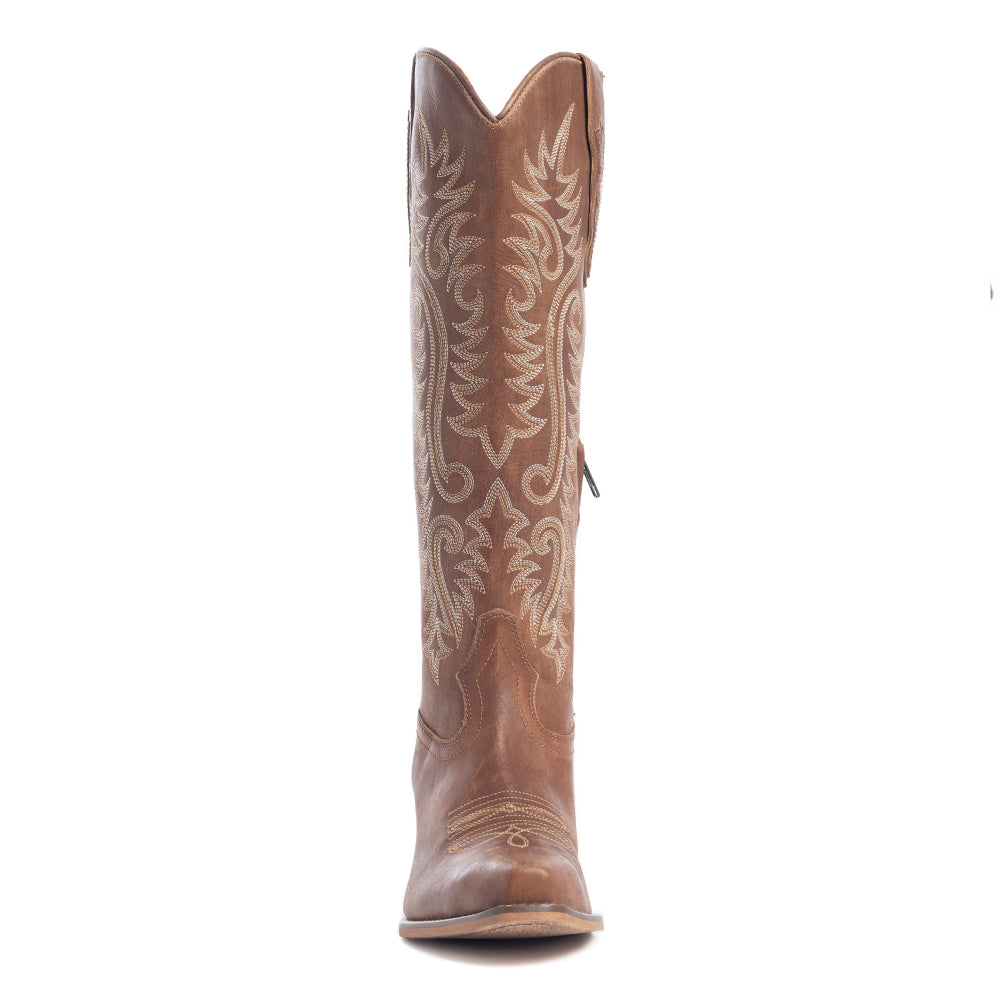 Syllvia Prairie Leather Boots in Bourbon Brown - Myra USA