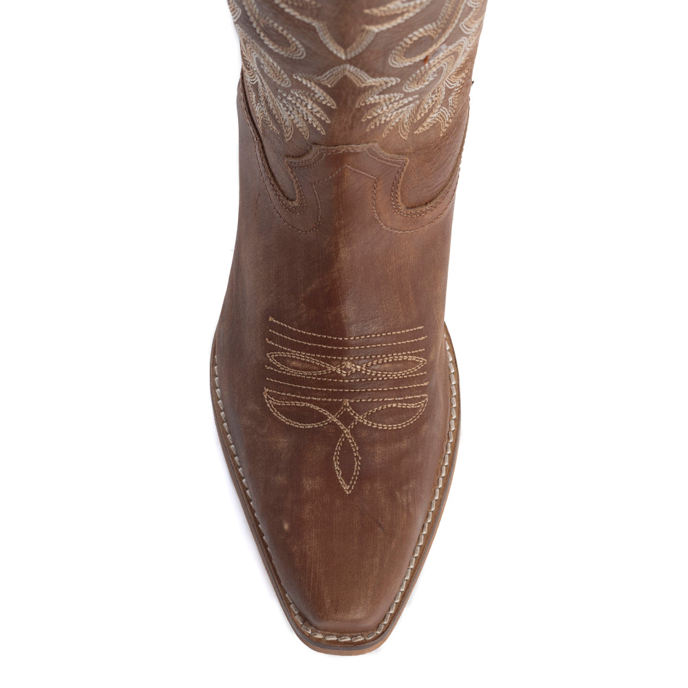 Syllvia Prairie Leather Boots in Bourbon Brown - Myra USA
