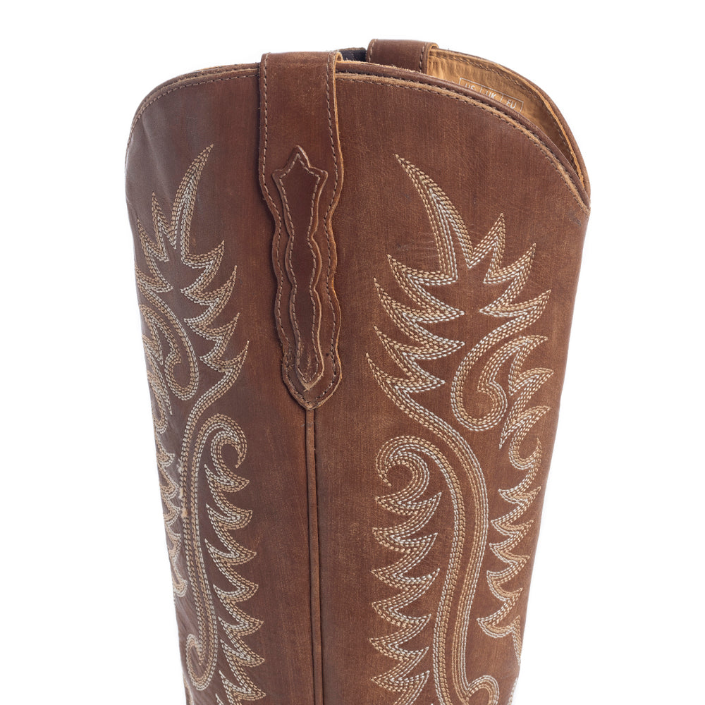 Syllvia Prairie Leather Boots in Bourbon Brown - Myra USA