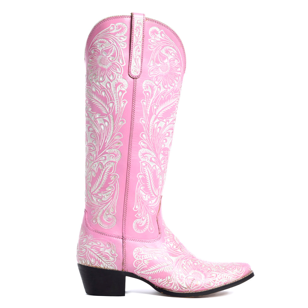 Valentina Trail Hand-tooled Boots in Pink - Myra USA