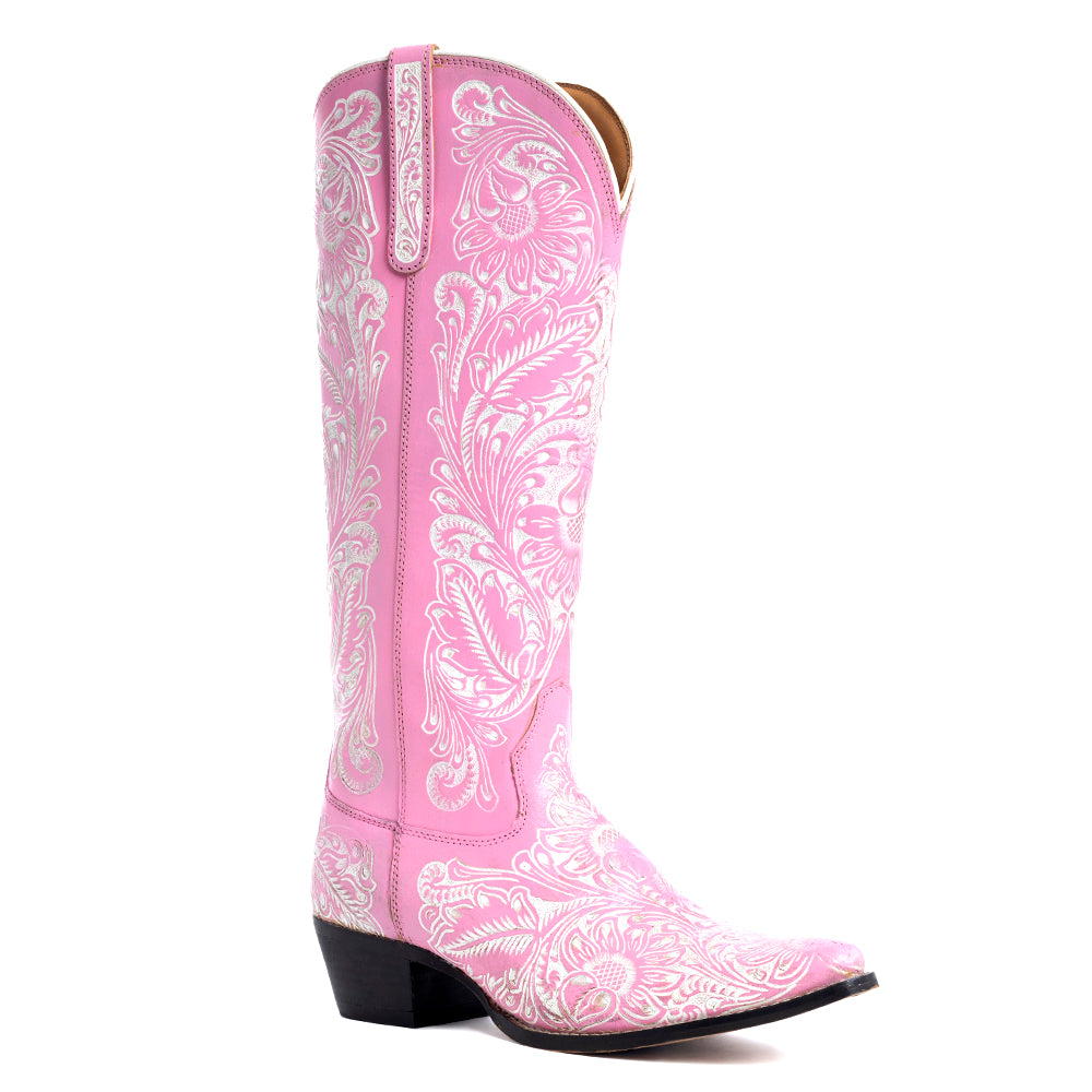 Valentina Trail Hand-tooled Boots in Pink - Myra USA