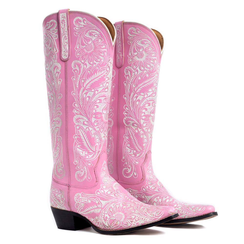 Valentina Trail Hand-tooled Boots in Pink - Myra USA