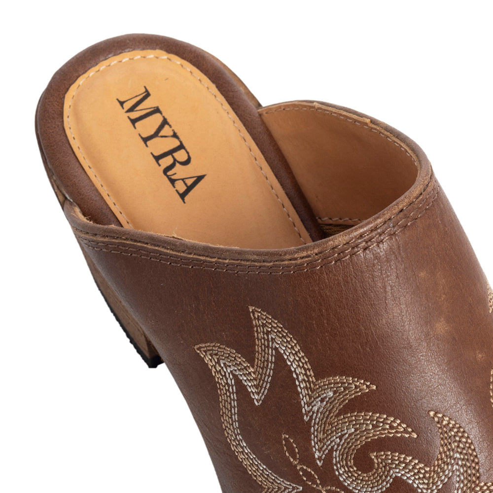 Ximena Ranch Mules in Chocolate Brown - Myra USA