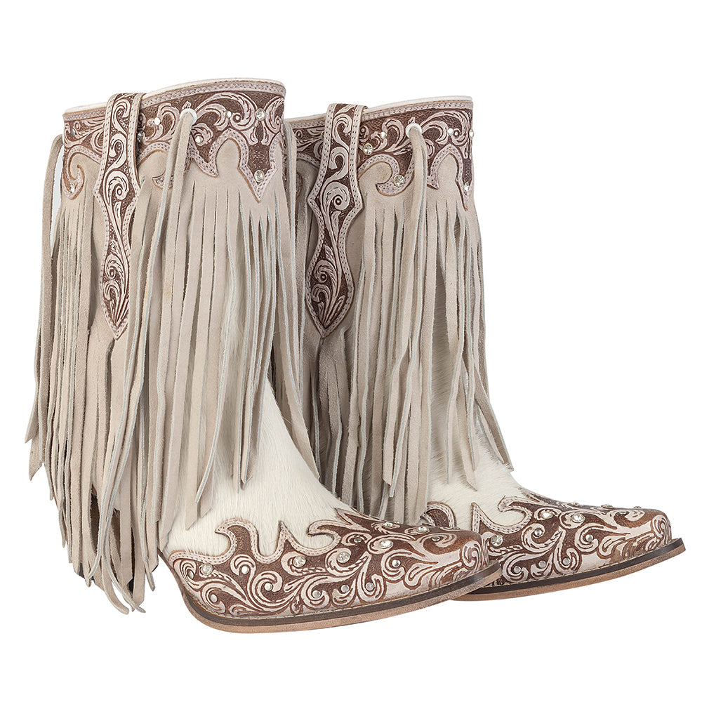Hannah Canyon Fringed Hand-tooled Boots - Myra USA