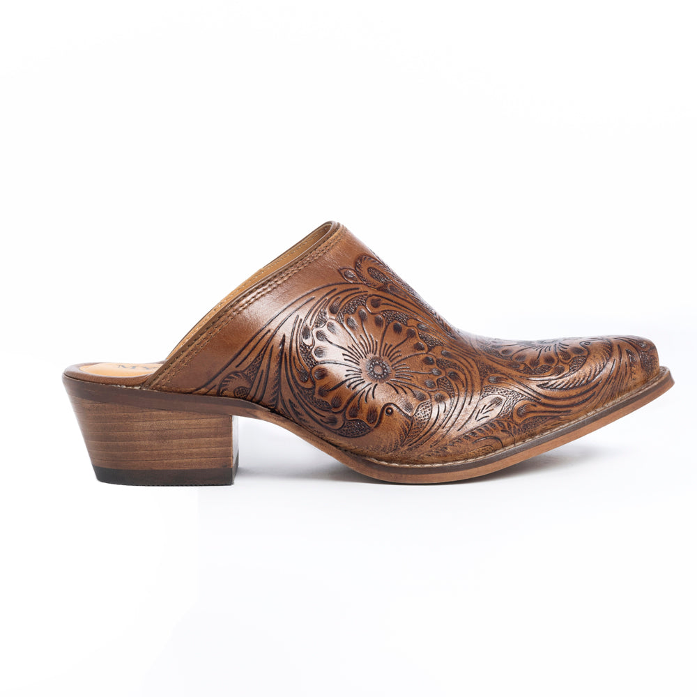 Valeria Hand-tooled Mules - Myra USA
