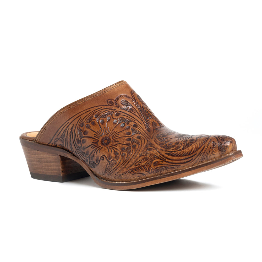 Valeria Hand-tooled Mules - Myra USA