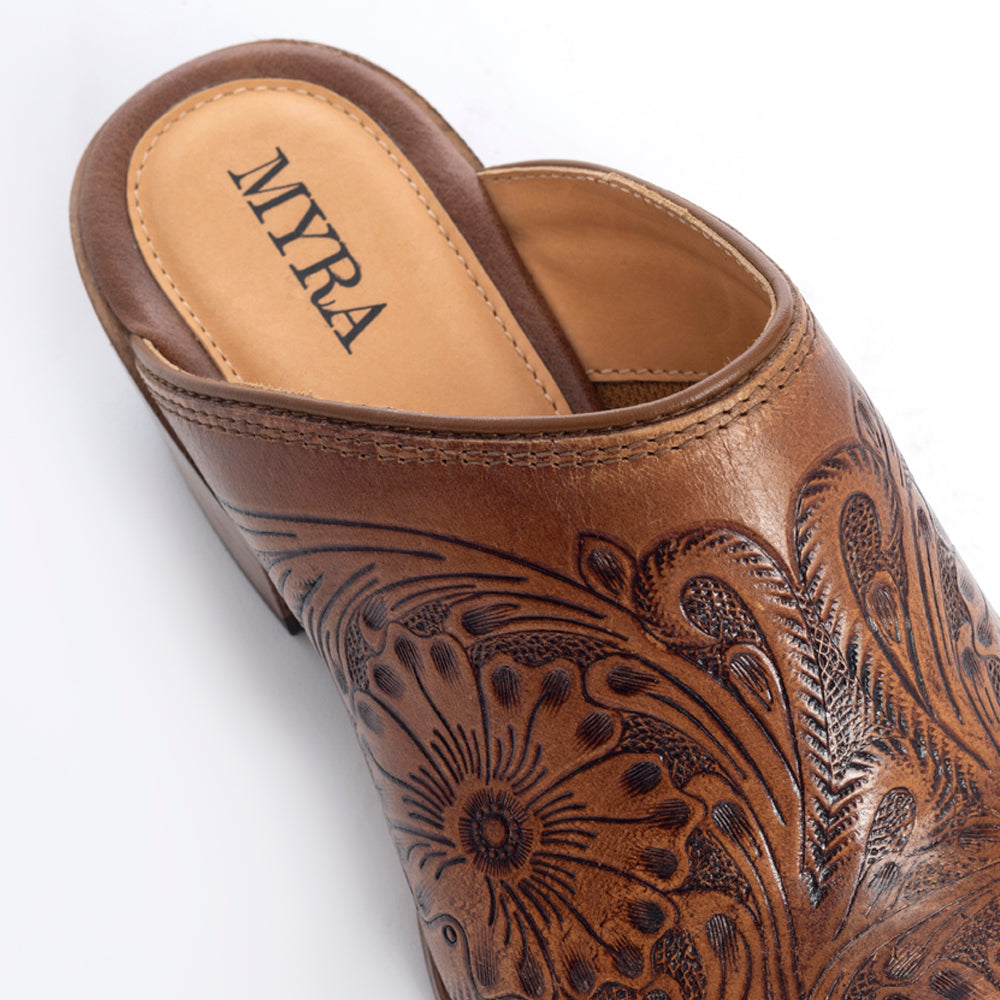 Valeria Hand-tooled Mules - Myra USA