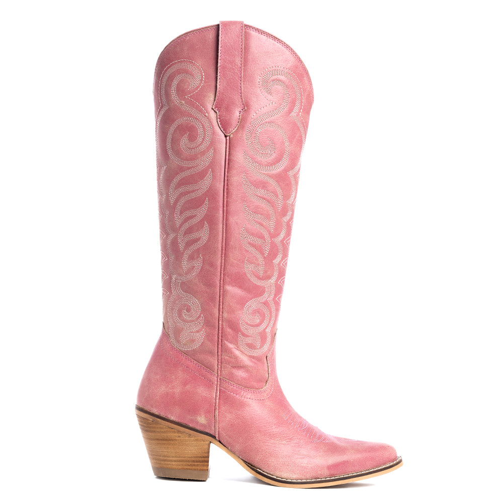Nalejandra Leather Boots in Pink - Myra USA