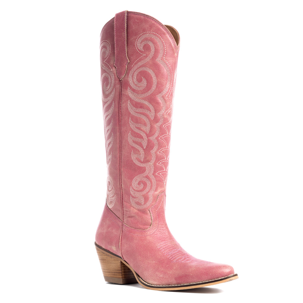 Nalejandra Leather Boots in Pink - Myra USA