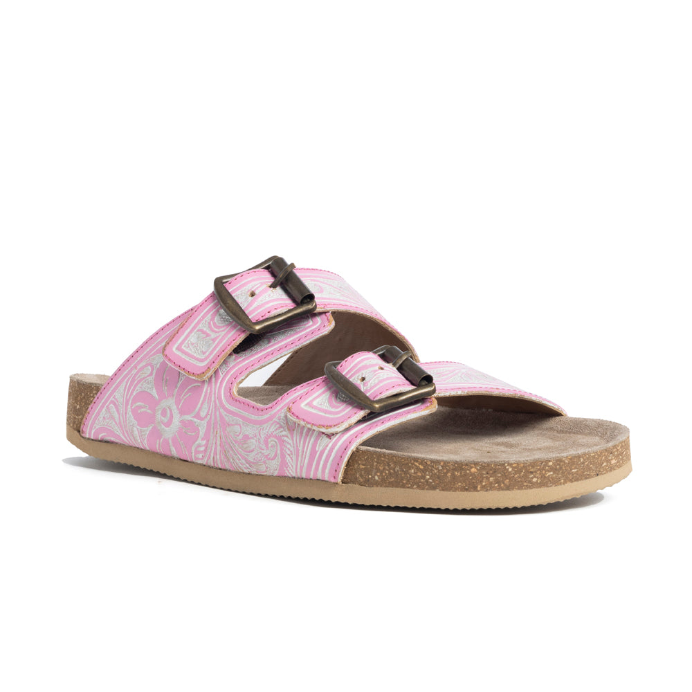 Las Vistas Rosas Hand-tooled Sandals - Myra USA