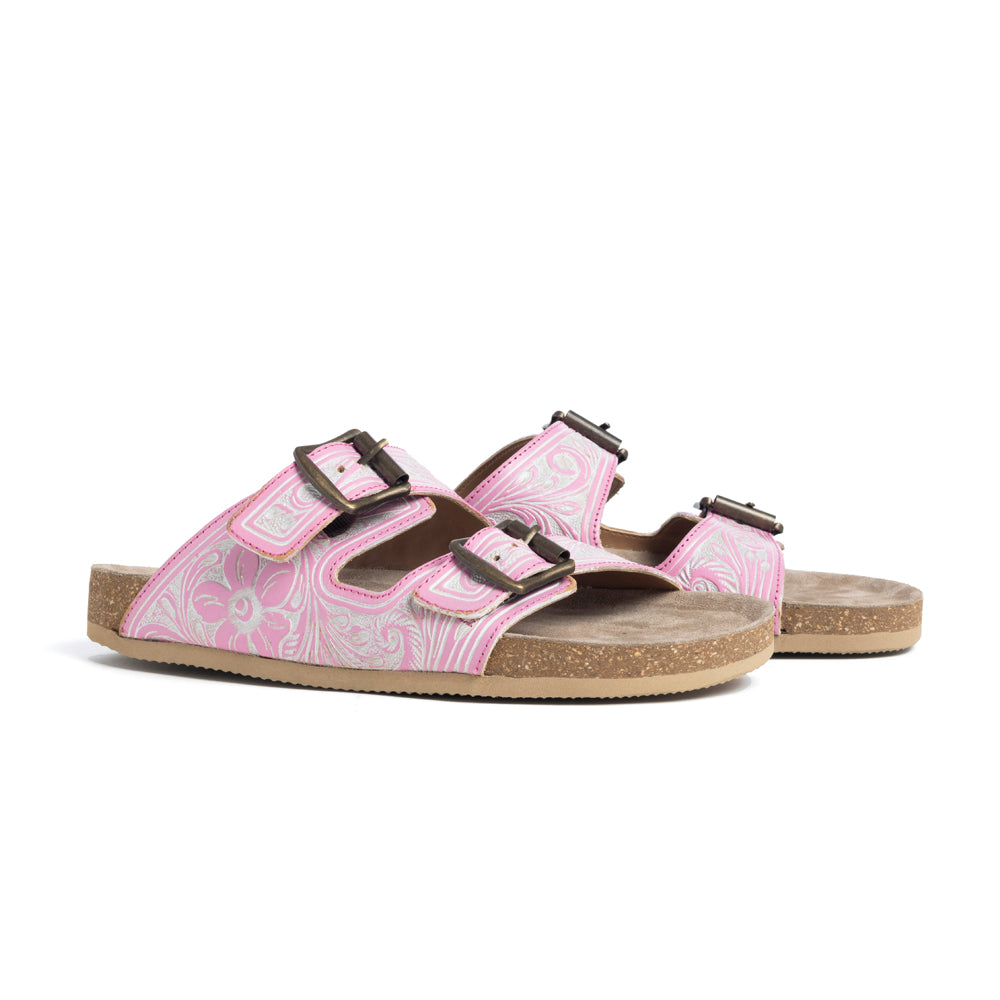 Las Vistas Rosas Hand-tooled Sandals - Myra USA