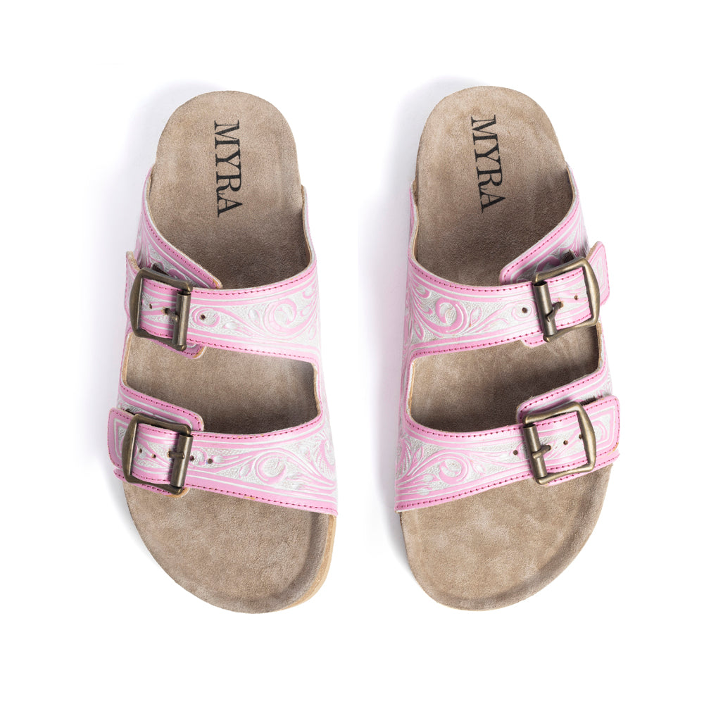 Las Vistas Rosas Hand-tooled Sandals - Myra USA
