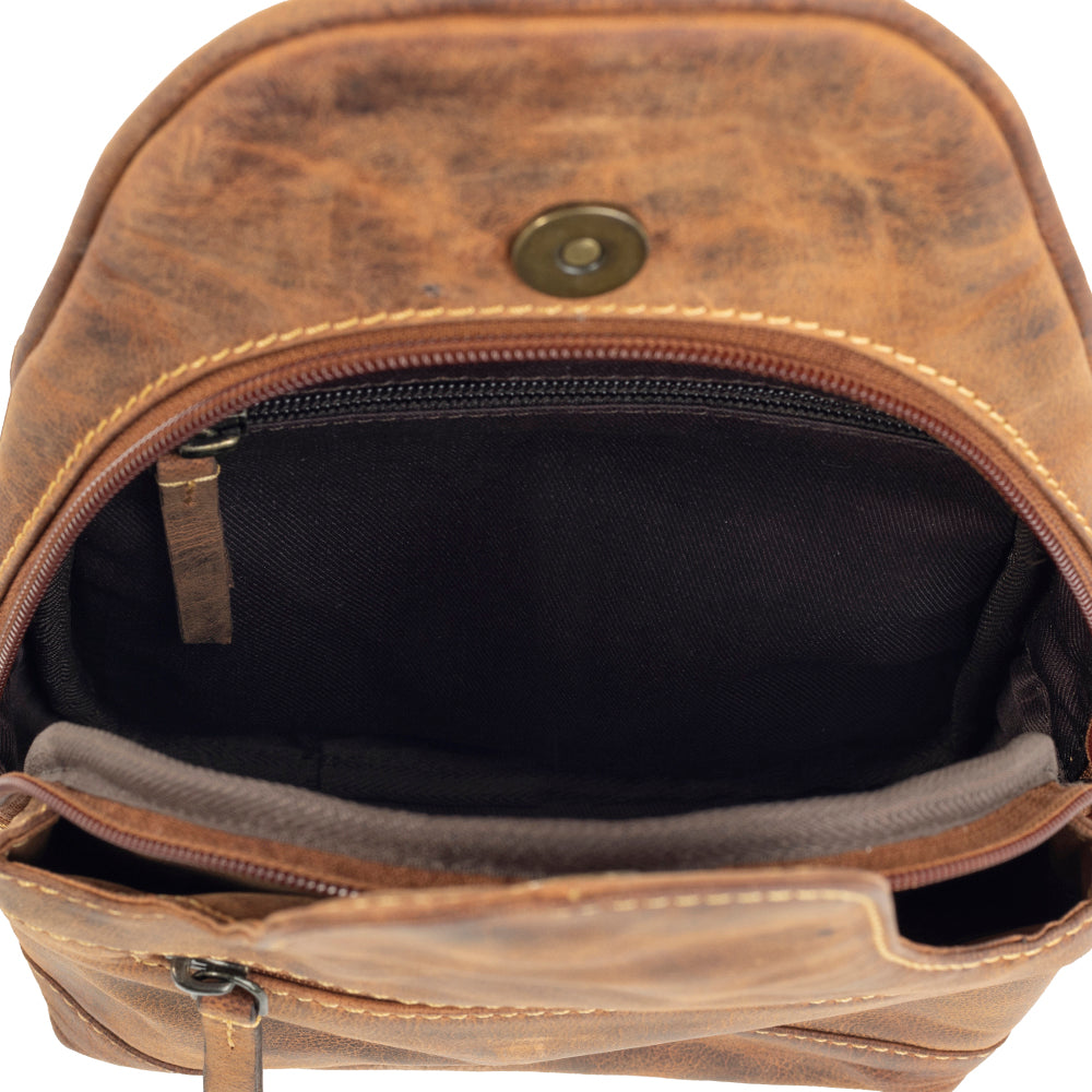 Western Fork Sling Bag in Camel - Myra USA