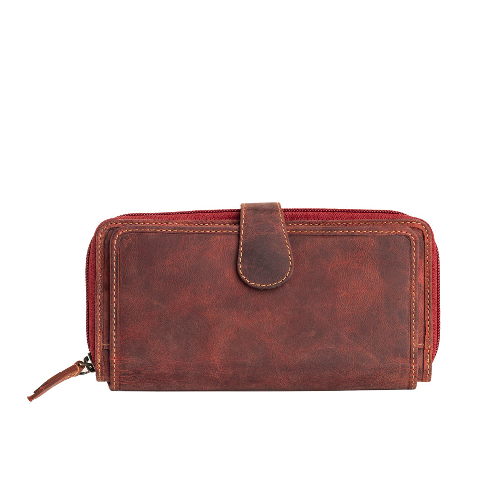 Western Fork Deluxe Wallet in Red Russet - Myra USA
