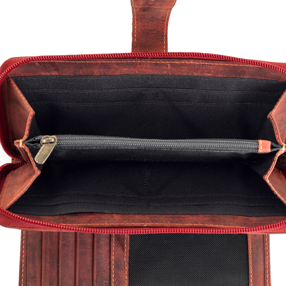 Western Fork Deluxe Wallet in Red Russet - Myra USA