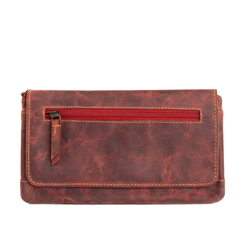 Western Fork Wallet in Red Russet - Myra USA