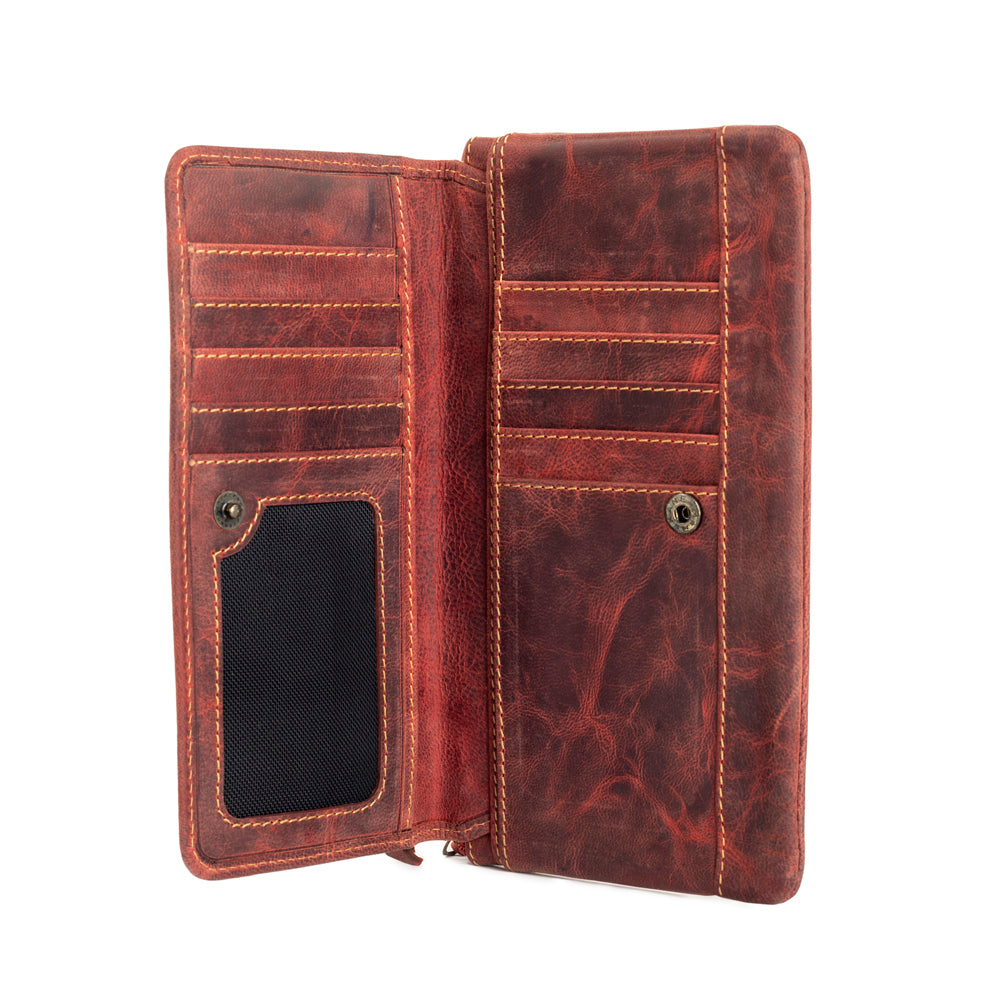 Western Fork Wallet in Red Russet - Myra USA