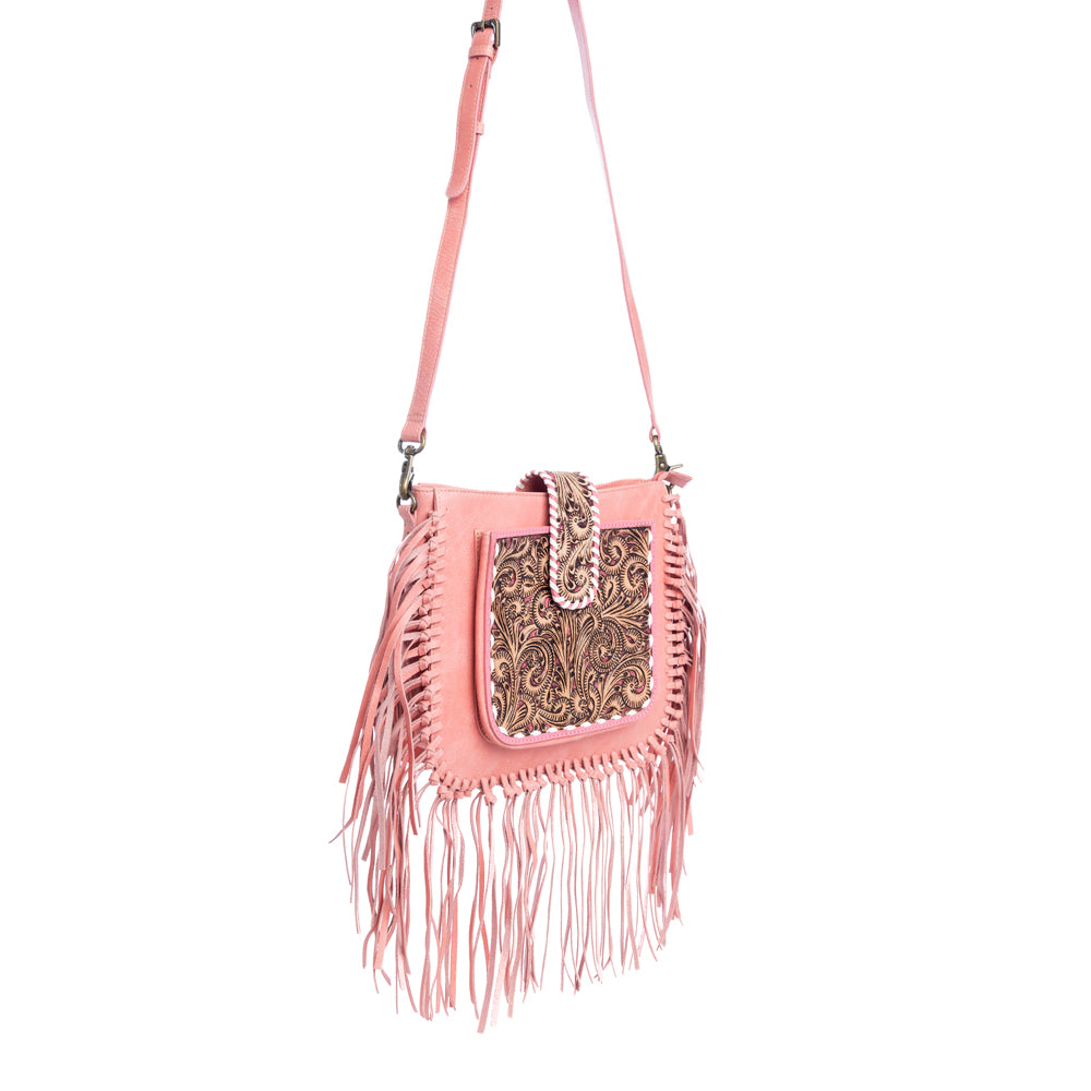 Oro Valley Hand-Tooled Bag in Pink - Myra USA