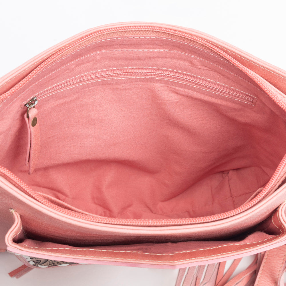 Oro Valley Hand-Tooled Bag in Pink - Myra USA