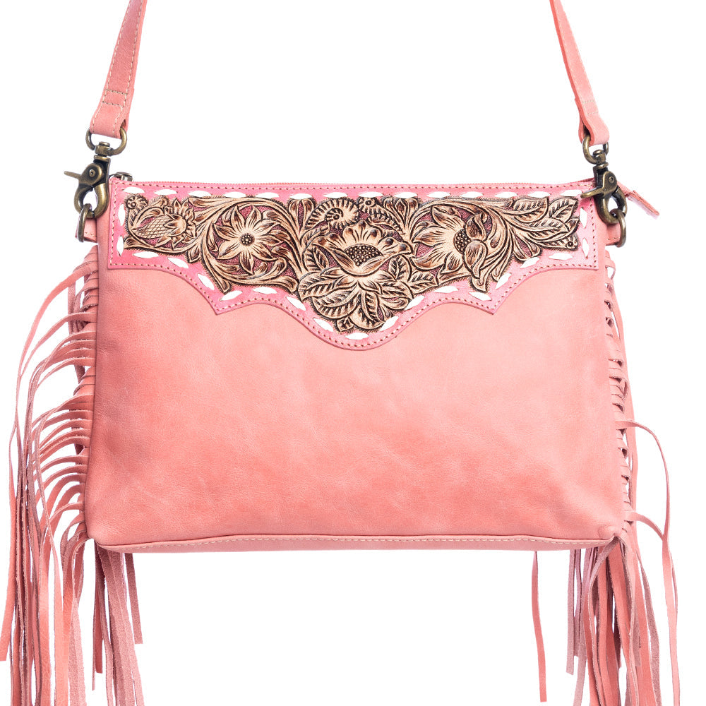 Chaparral Ridge Hand-Tooled Bag In Pink - Myra USA
