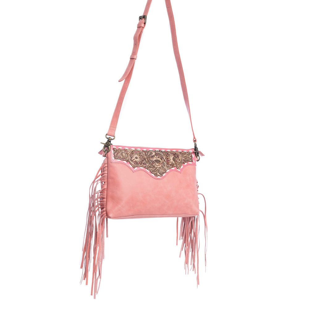 Chaparral Ridge Hand-Tooled Bag In Pink - Myra USA