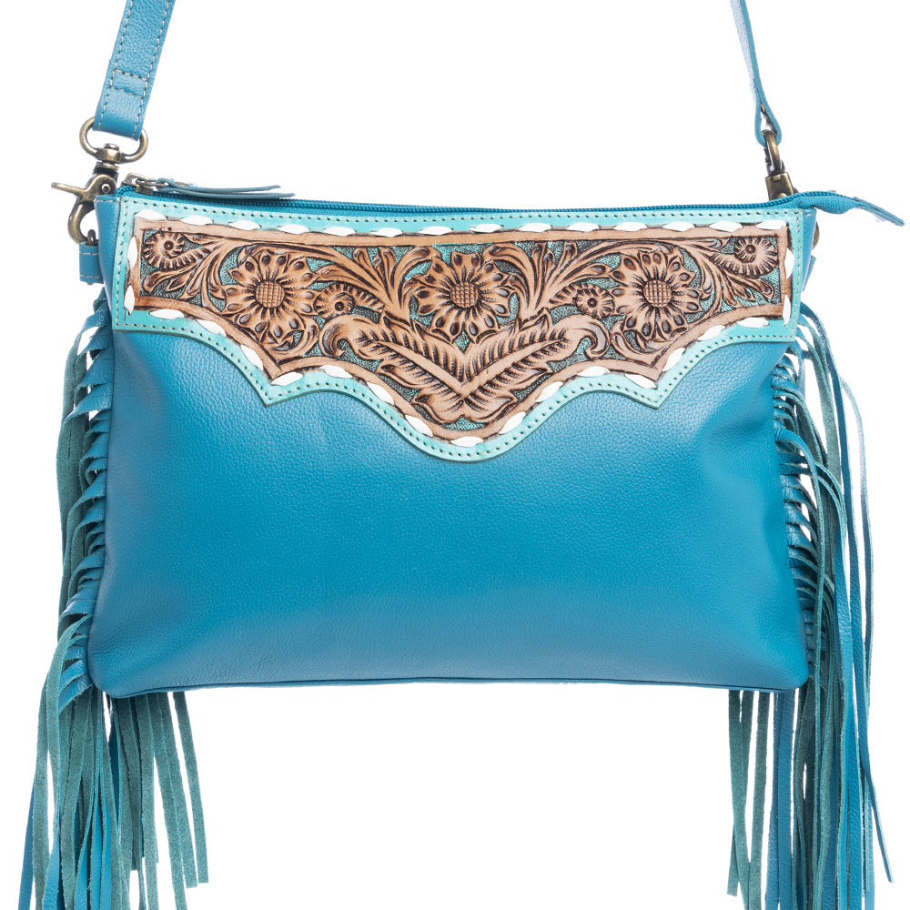 Chaparral Ridge Hand-Tooled Bag In River Blue - Myra USA