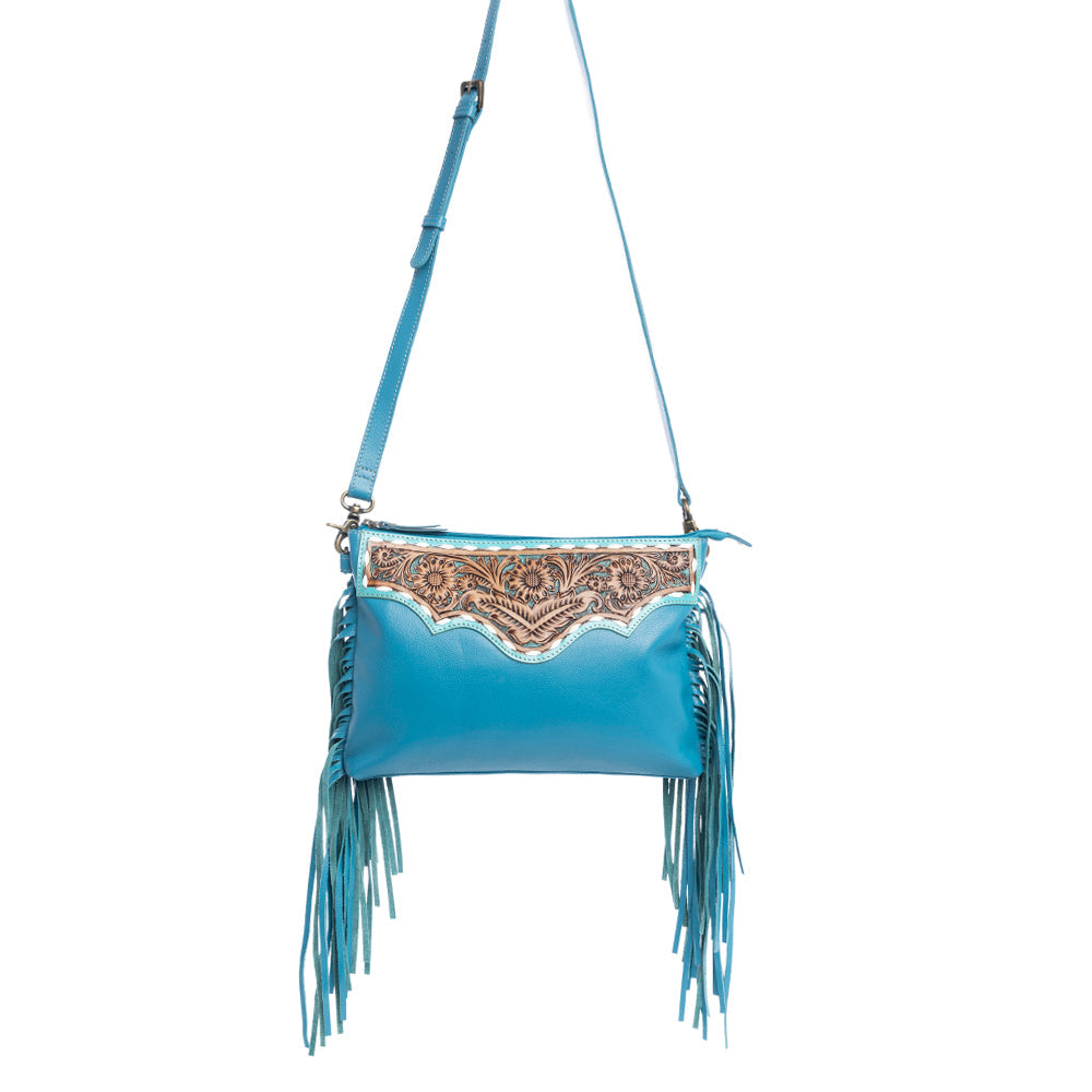Chaparral Ridge Hand-Tooled Bag In River Blue - Myra USA