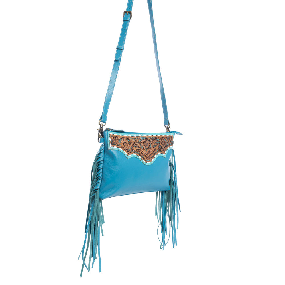 Chaparral Ridge Hand-Tooled Bag In River Blue - Myra USA
