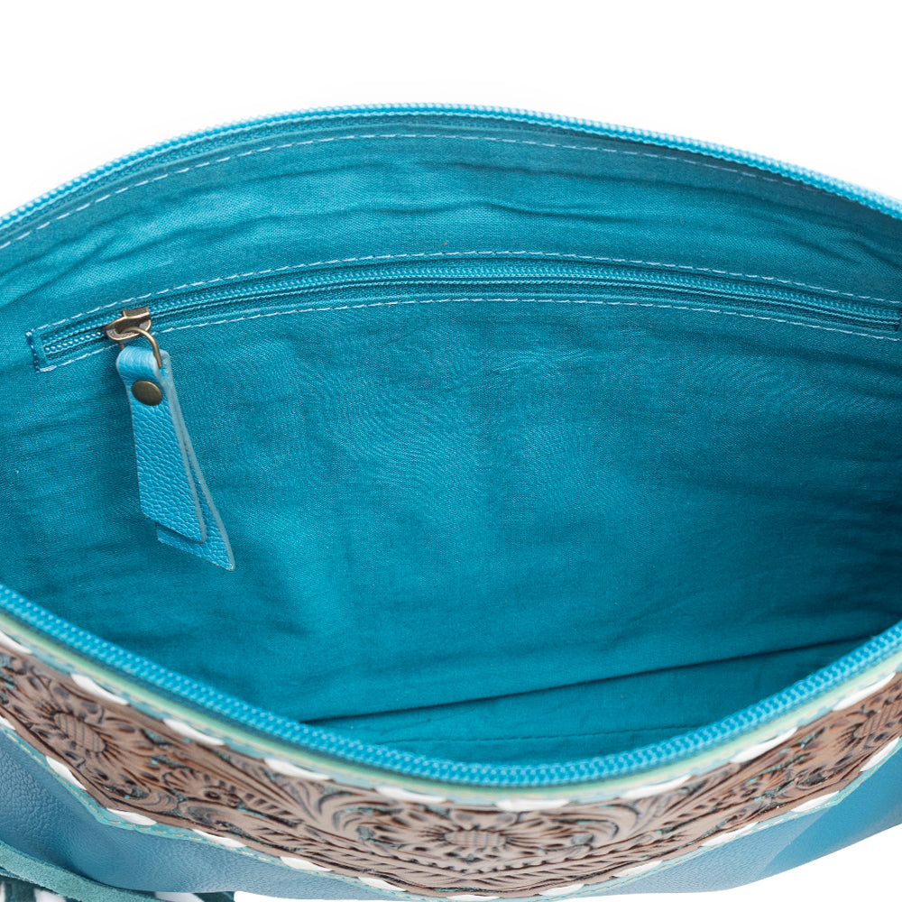 Chaparral Ridge Hand-Tooled Bag In River Blue - Myra USA