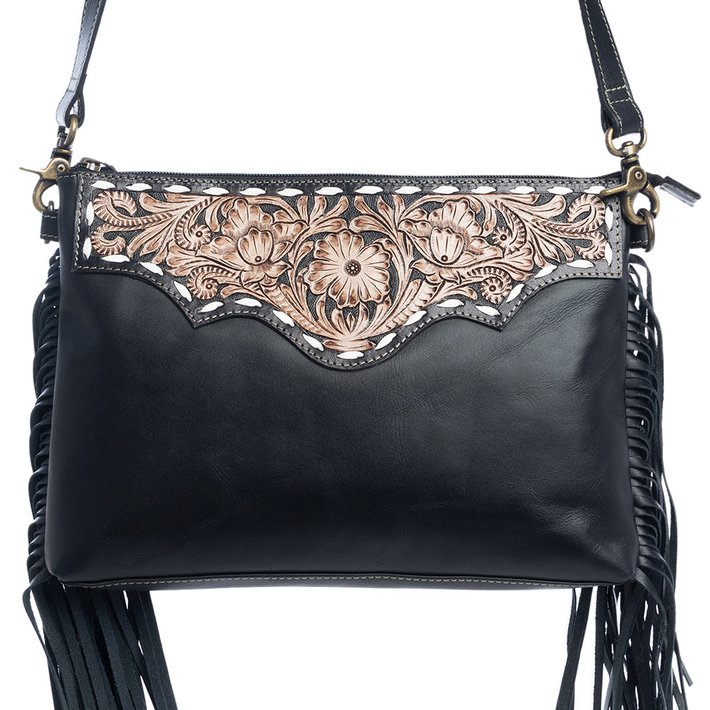 Chaparral Ridge Hand-Tooled Bag in coal - Myra USA