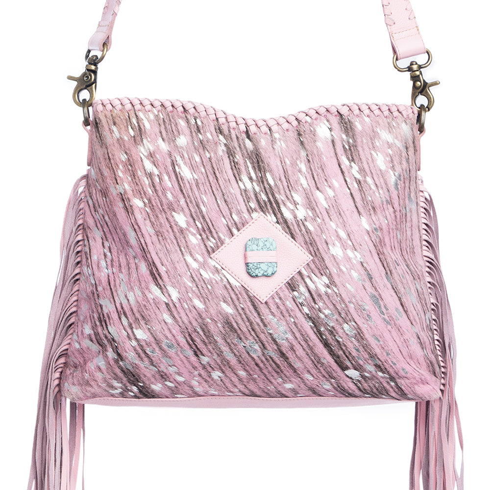 Silver Rose Trail Leather & Hairon Bag - Myra USA