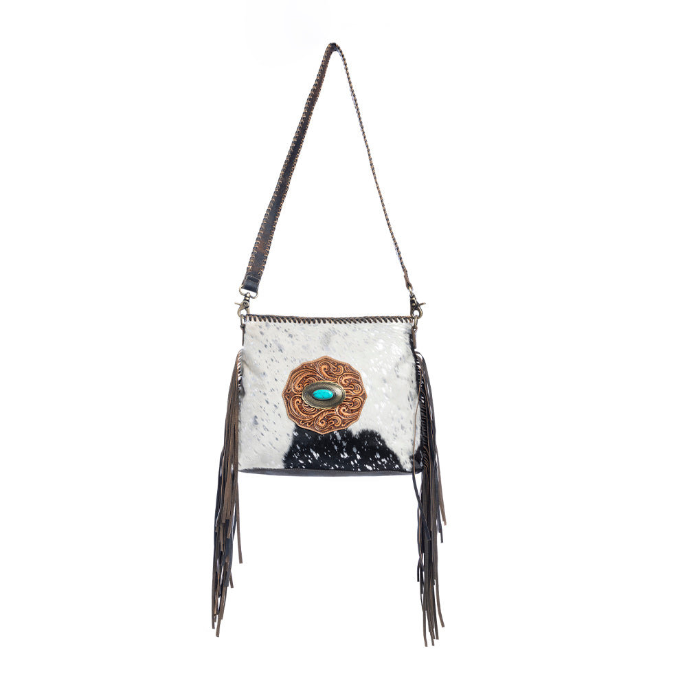 Valley Brook Hand-Tooled Bag In Coal - Myra USA