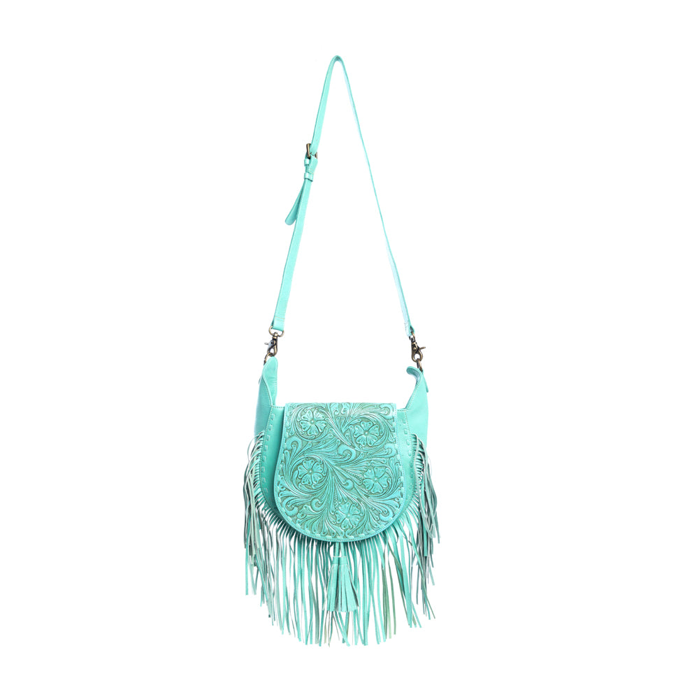 Moonwood Hand-Tooled Bag in Turquoise - Myra USA
