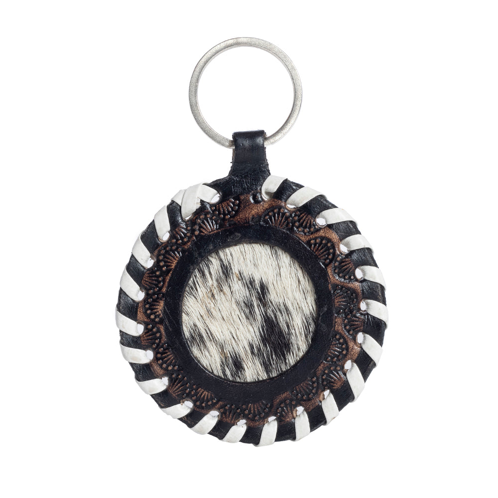 Protector Charm Leather Key Fob in Coal - Myra USA