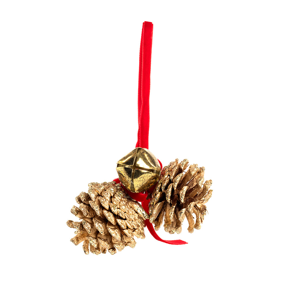 Golden Pine Cones Bell Ornament - Myra USA