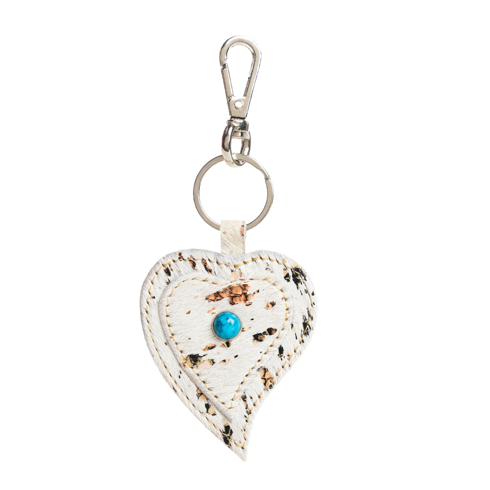 Heart's Love Key Fob in Brown & White - Myra USA