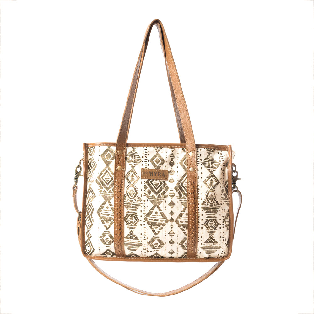 Mesa Flight Tote Bag In Brown & Gray - Myra USA