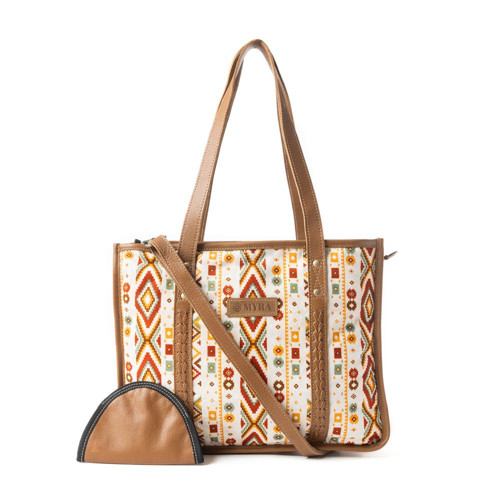 Mesa Flight Tote Bag In Brown & Red - Myra USA