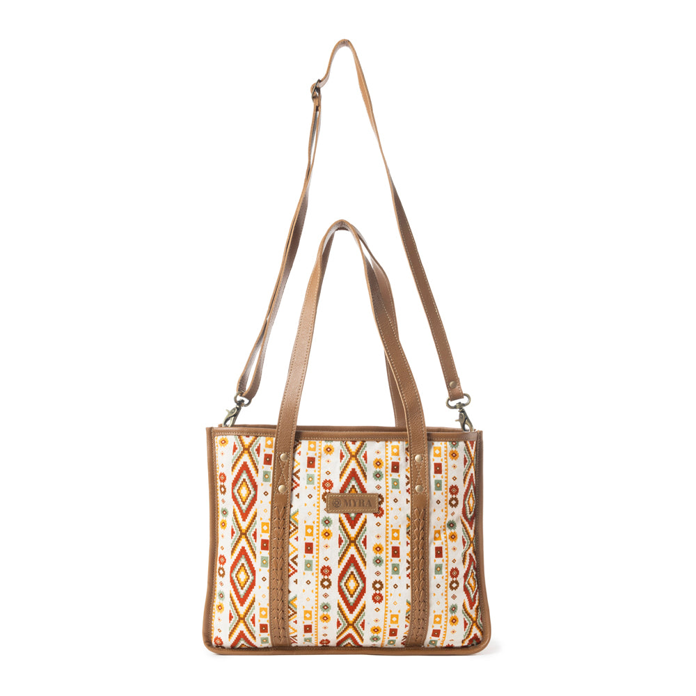 Mesa Flight Tote Bag In Brown & Red - Myra USA