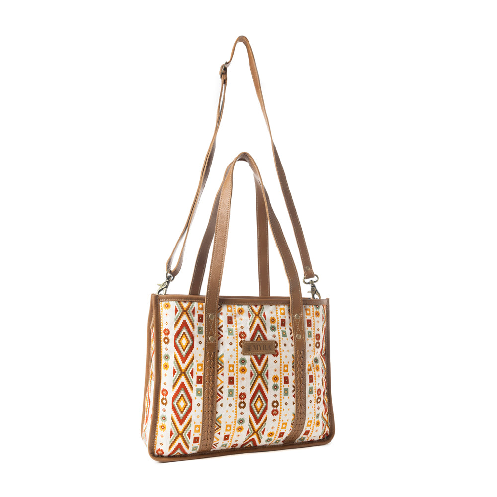Mesa Flight Tote Bag In Brown & Red - Myra USA