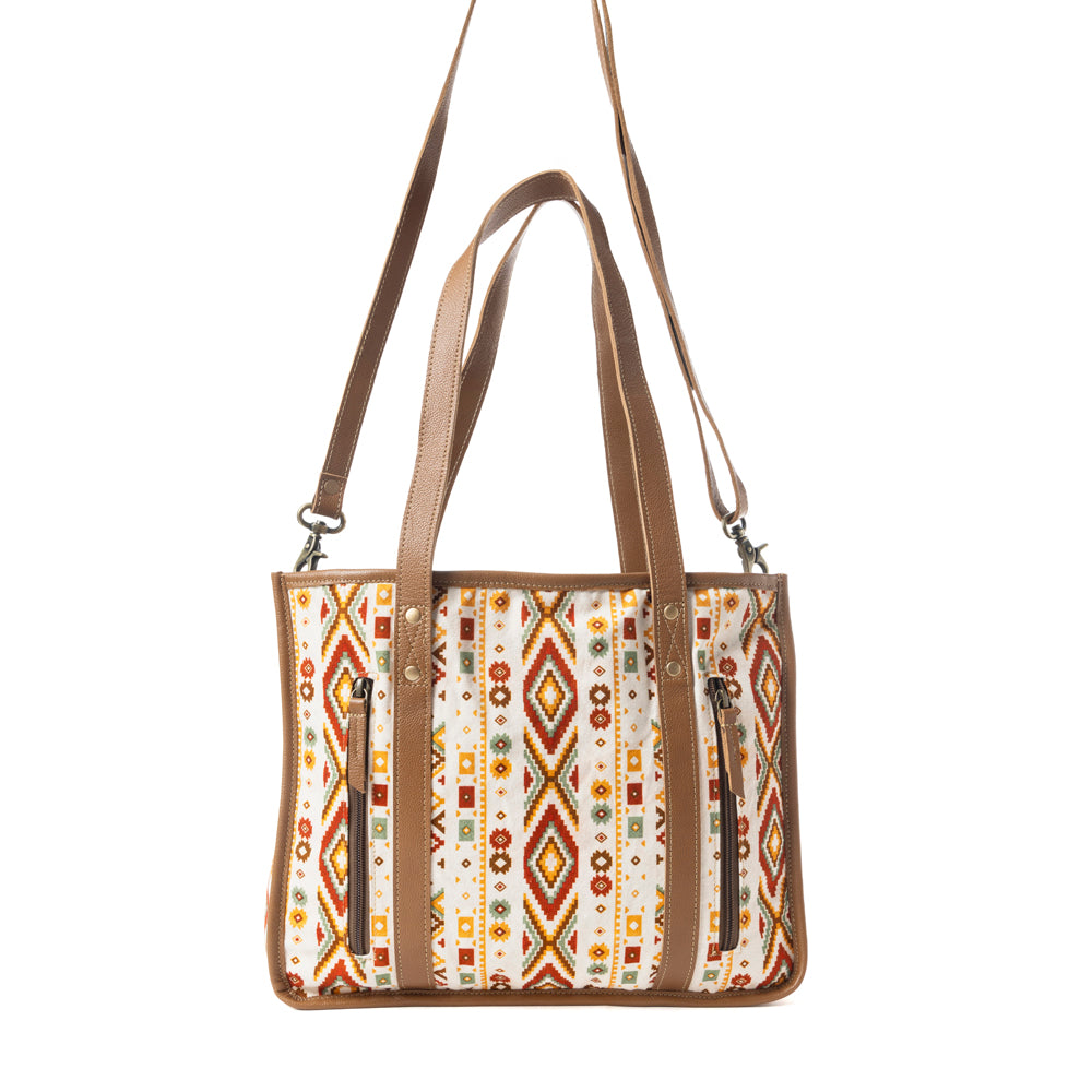 Mesa Flight Tote Bag In Brown & Red - Myra USA
