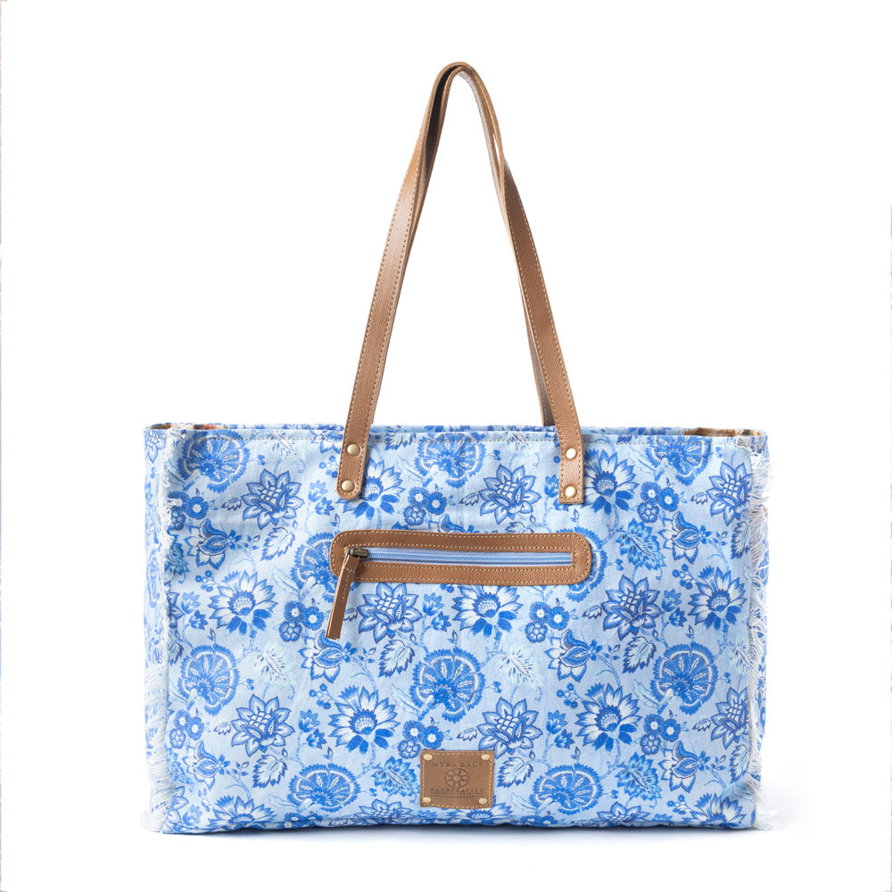 Delft Garden Weekender Bag In Blue
