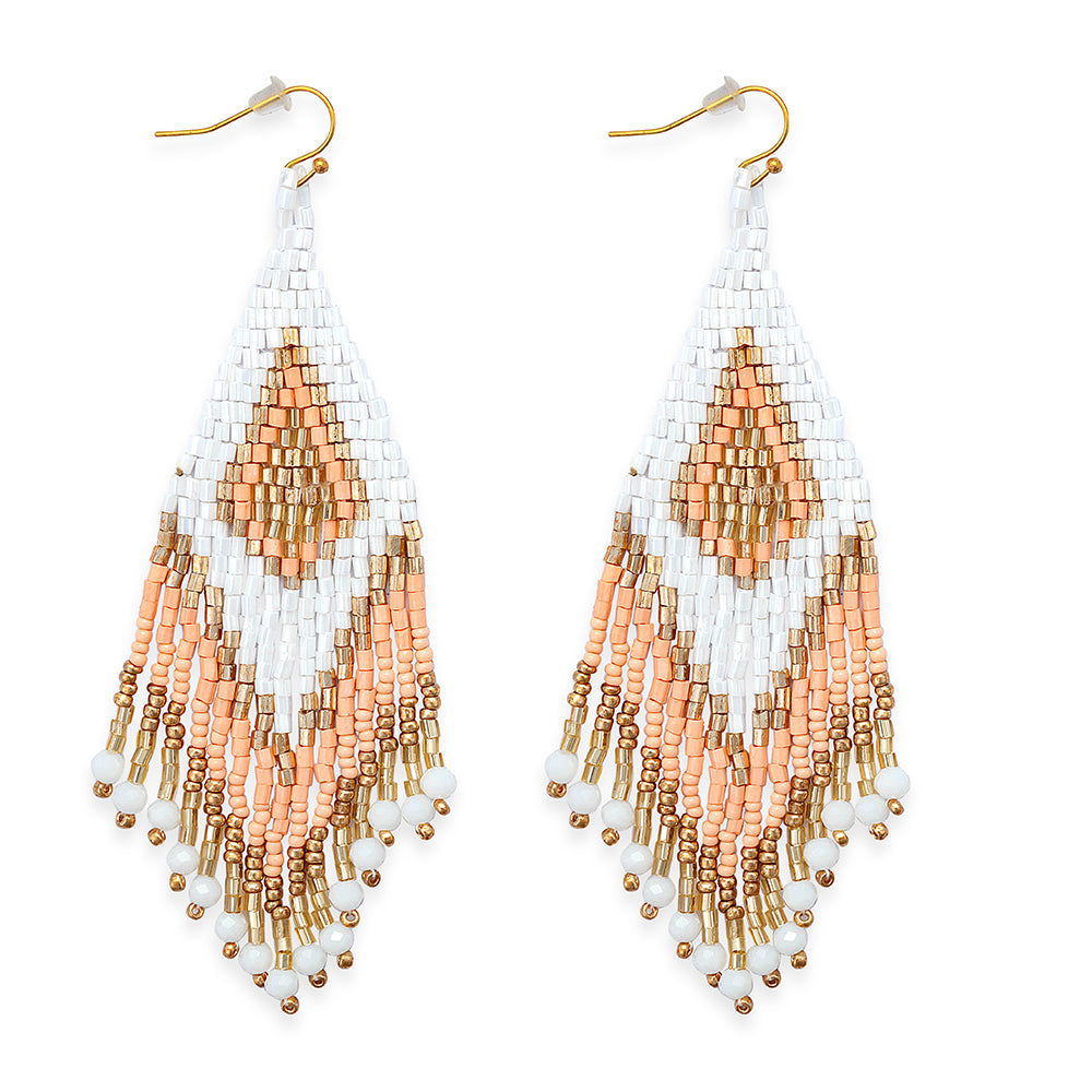 Lifesong Beaded Earrings in White - Myra USA